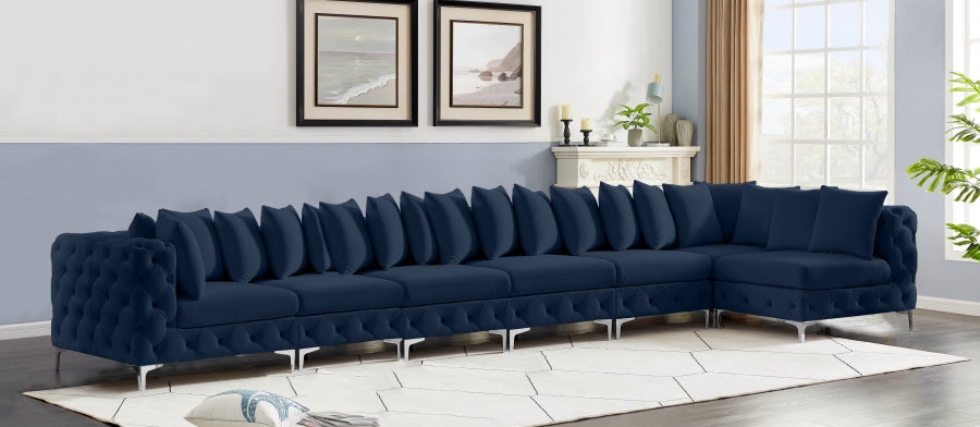 Tremblay Blue Velvet Modular Sectional from Meridian - Luna Furniture