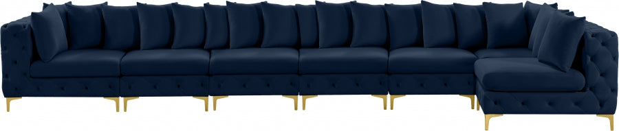 Tremblay Blue Velvet Modular Sectional from Meridian - Luna Furniture