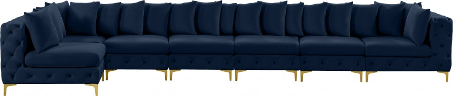 Tremblay Blue Velvet Modular Sectional from Meridian - Luna Furniture