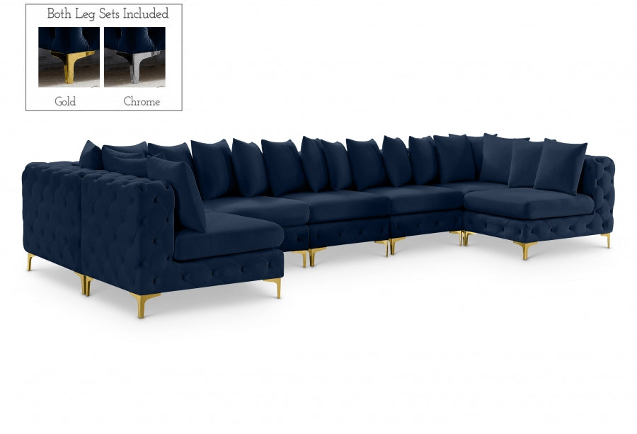 Tremblay Blue Velvet Modular Sectional from Meridian - Luna Furniture