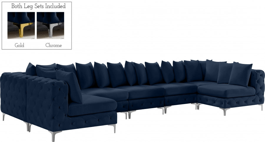 Tremblay Blue Velvet Modular Sectional from Meridian - Luna Furniture