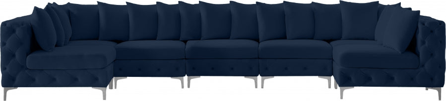 Tremblay Blue Velvet Modular Sectional from Meridian - Luna Furniture