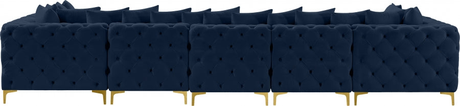 Tremblay Blue Velvet Modular Sectional from Meridian - Luna Furniture