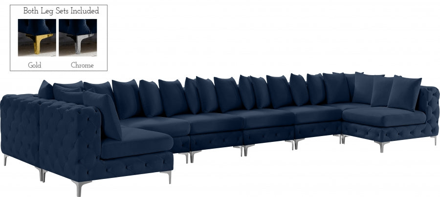 Tremblay Blue Velvet Modular Sectional from Meridian - Luna Furniture