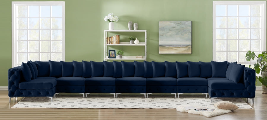 Tremblay Blue Velvet Modular Sectional from Meridian - Luna Furniture