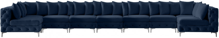 Tremblay Blue Velvet Modular Sectional from Meridian - Luna Furniture