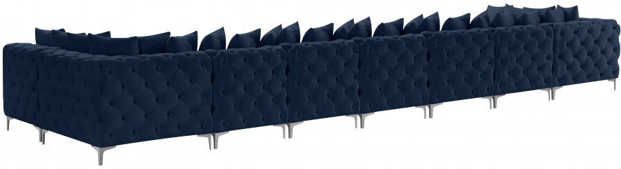 Tremblay Blue Velvet Modular Sectional from Meridian - Luna Furniture