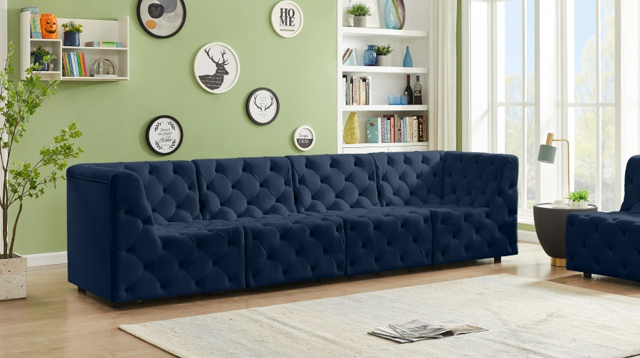 Tuft Blue Velvet Modular 128" Sofa from Meridian - Luna Furniture