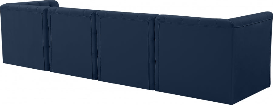 Tuft Blue Velvet Modular 128" Sofa from Meridian - Luna Furniture