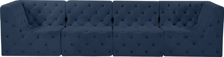 Tuft Blue Velvet Modular 128" Sofa from Meridian - Luna Furniture