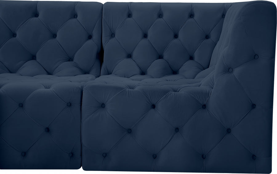 Tuft Blue Velvet Modular 128" Sofa from Meridian - Luna Furniture