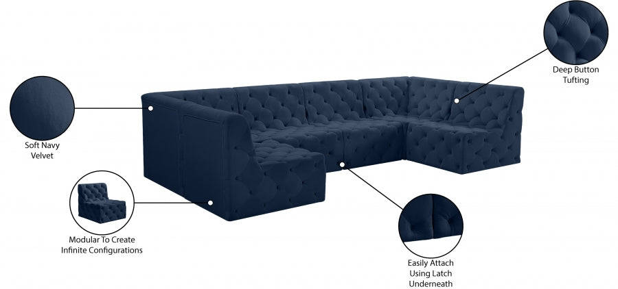 Tuft Blue Velvet Modular Sectional from Meridian - Luna Furniture