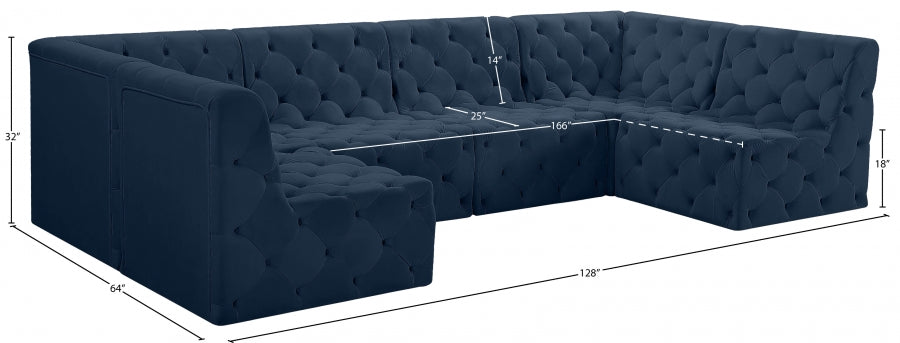 Tuft Blue Velvet Modular Sectional from Meridian - Luna Furniture