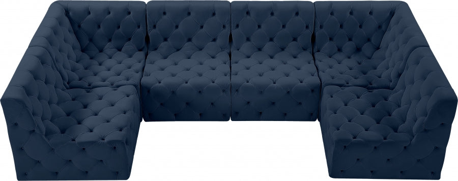 Tuft Blue Velvet Modular Sectional from Meridian - Luna Furniture