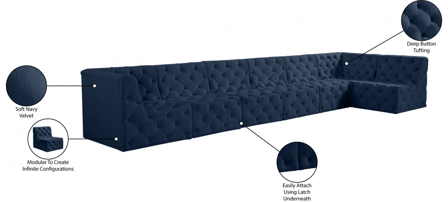 Tuft Blue Velvet Modular Sectional from Meridian - Luna Furniture