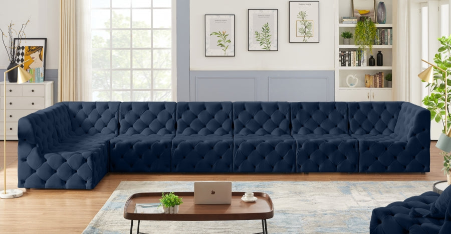 Tuft Blue Velvet Modular Sectional from Meridian - Luna Furniture