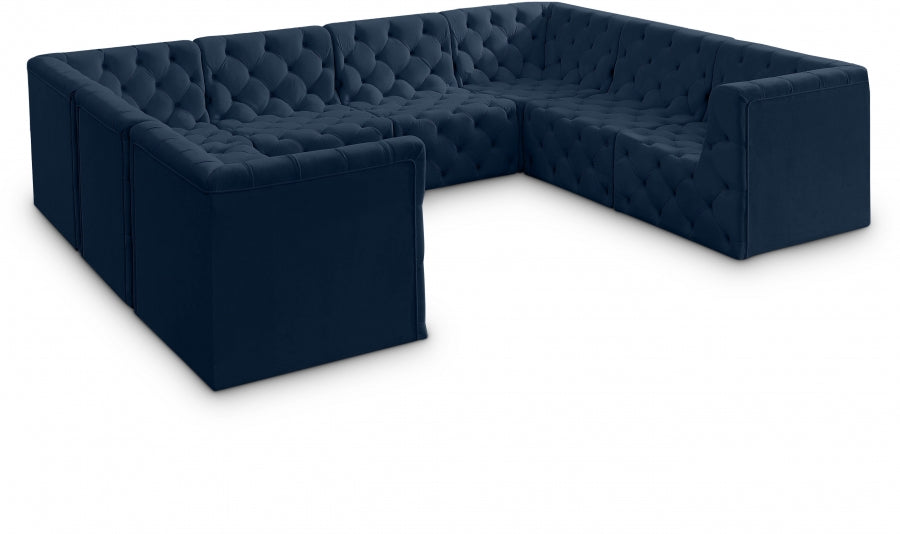 Tuft Blue Velvet Modular Sectional from Meridian - Luna Furniture