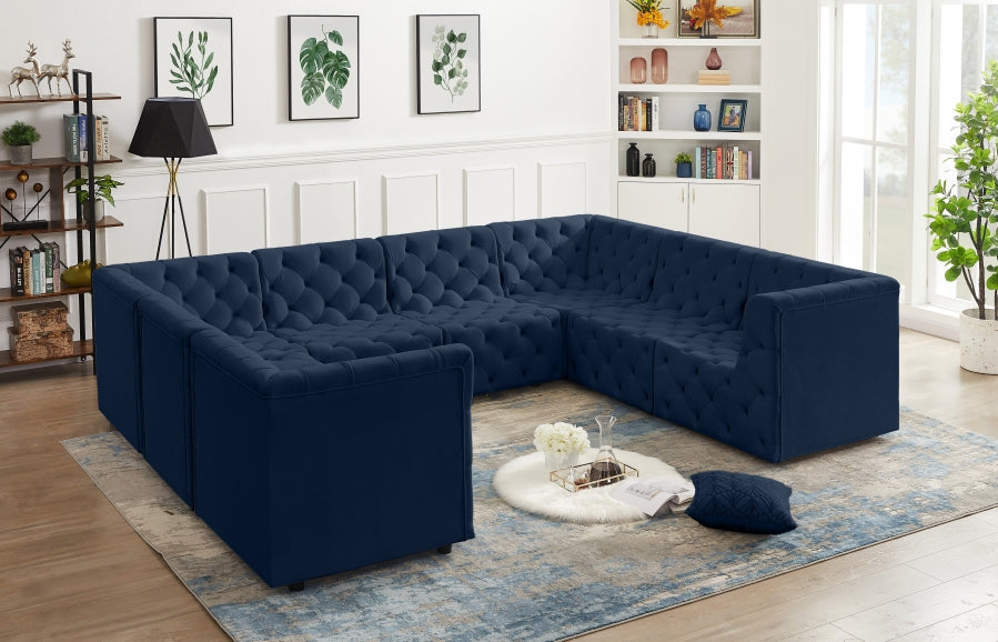 Tuft Blue Velvet Modular Sectional from Meridian - Luna Furniture