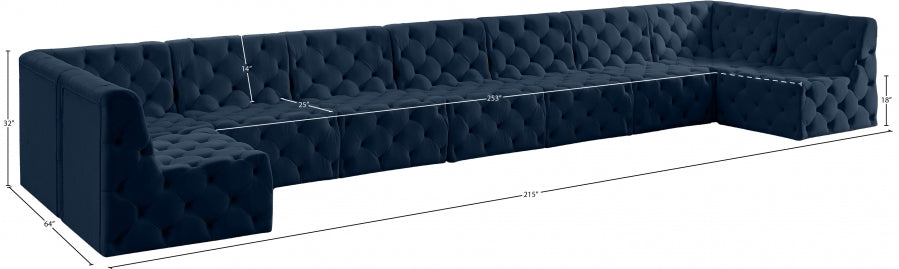 Tuft Blue Velvet Modular Sectional from Meridian - Luna Furniture