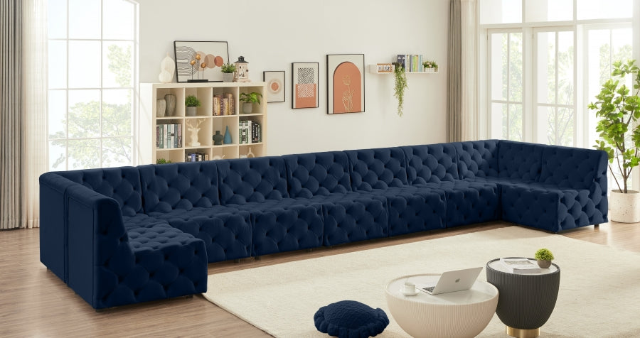 Tuft Blue Velvet Modular Sectional from Meridian - Luna Furniture