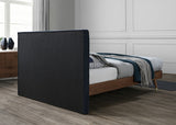 Vance Blue Mid-Century Modern Linen Textured King Bed from Meridian - Luna Furniture