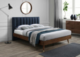 Vance Blue Mid-Century Modern Linen Textured Queen Bed from Meridian - Luna Furniture