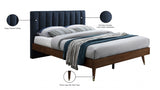 Vance Blue Mid-Century Modern Linen Textured Queen Bed from Meridian - Luna Furniture