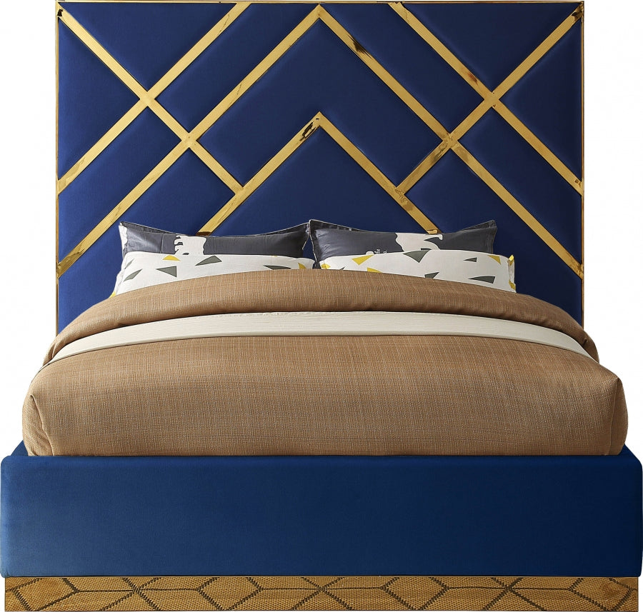 Vector Blue Velvet King Bed from Meridian - Luna Furniture