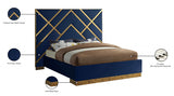 Vector Blue Velvet King Bed from Meridian - Luna Furniture