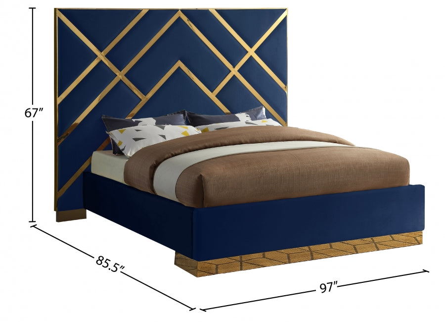 Vector Blue Velvet King Bed from Meridian - Luna Furniture