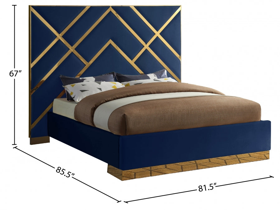 Vector Blue Velvet Queen Bed from Meridian - Luna Furniture