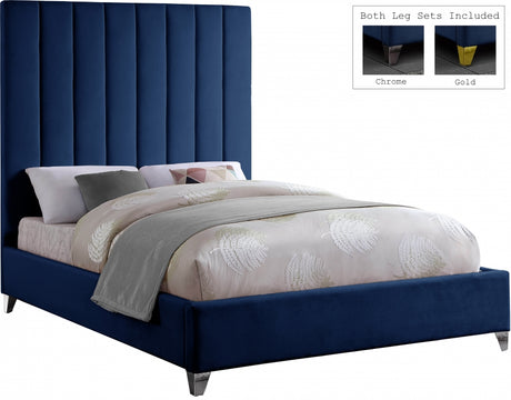 Via Blue Velvet Full Bed from Meridian - Luna Furniture