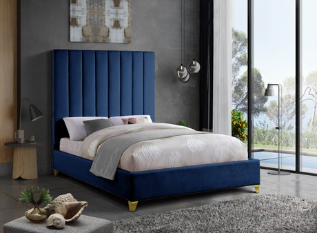 Via Blue Velvet Full Bed from Meridian - Luna Furniture