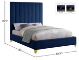 Via Blue Velvet Queen Bed from Meridian - Luna Furniture