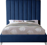 Via Blue Velvet Queen Bed from Meridian - Luna Furniture