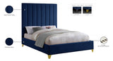 Via Blue Velvet Queen Bed from Meridian - Luna Furniture