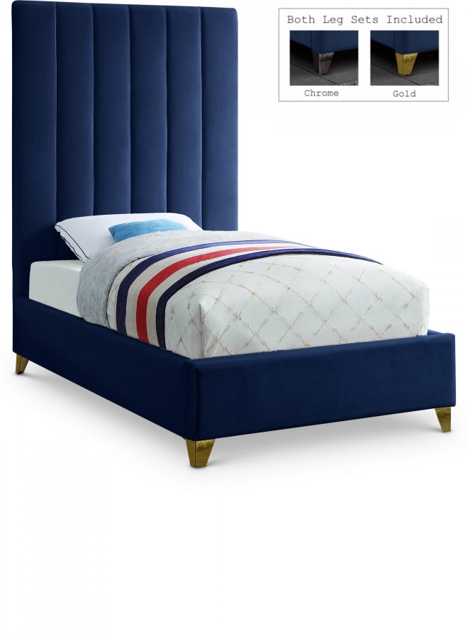 Via Blue Velvet Twin Bed from Meridian - Luna Furniture