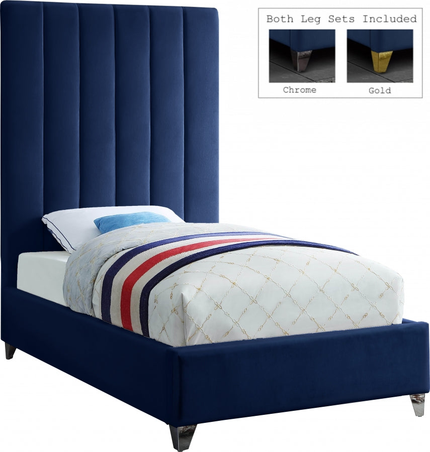 Via Blue Velvet Twin Bed from Meridian - Luna Furniture