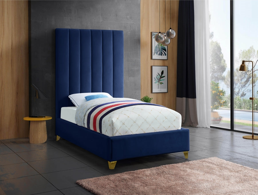 Via Blue Velvet Twin Bed from Meridian - Luna Furniture