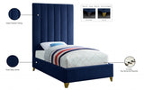 Via Blue Velvet Twin Bed from Meridian - Luna Furniture