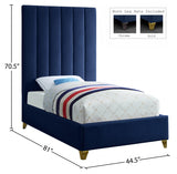 Via Blue Velvet Twin Bed from Meridian - Luna Furniture