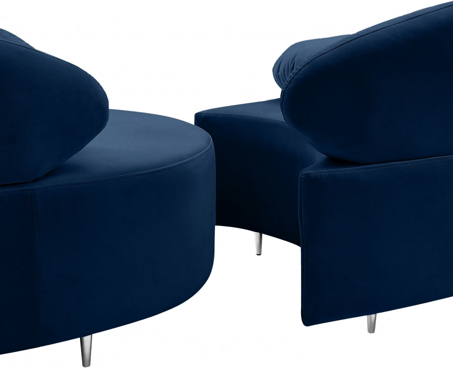 Vivacious Blue Velvet 3pc. Sectional from Meridian - Luna Furniture