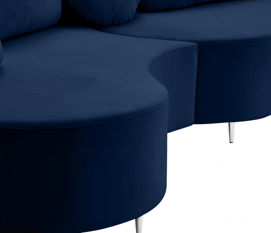 Vivacious Blue Velvet 3pc. Sectional from Meridian - Luna Furniture