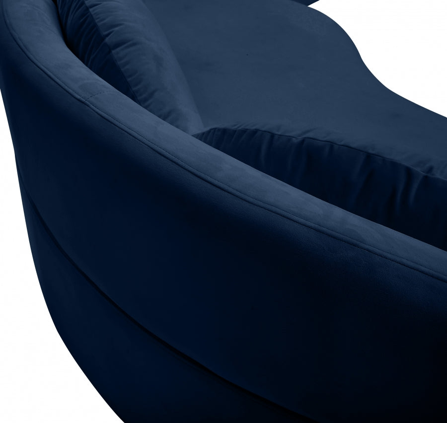 Vivacious Blue Velvet 3pc. Sectional from Meridian - Luna Furniture