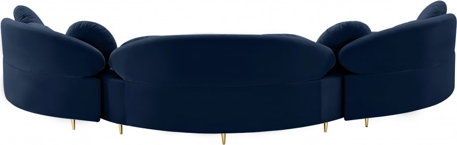 Vivacious Blue Velvet 3pc. Sectional from Meridian - Luna Furniture