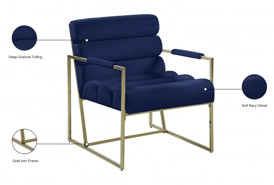 Wayne Blue Velvet Accent Chair from Meridian - Luna Furniture