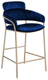 Yara Blue Velvet Counter Stool from Meridian - Luna Furniture