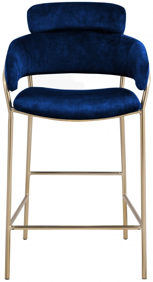 Yara Blue Velvet Counter Stool from Meridian - Luna Furniture