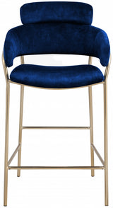 Yara Blue Velvet Counter Stool from Meridian - Luna Furniture