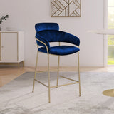 Yara Blue Velvet Counter Stool from Meridian - Luna Furniture